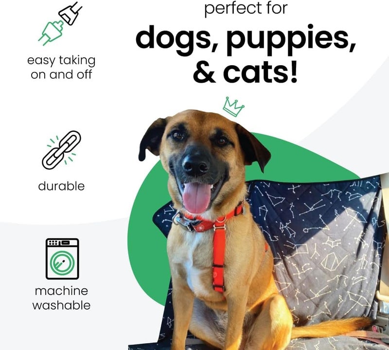 Molly Mutt 3-in-1 Back Seat Cover for Dogs, 100% Cotton Canvas Back Seat Hammock with Headrest Straps, Belt Slots, & Anchors, Non-Skid Cargo Area Cover, Machine Washable, No Harmful Chemicals, 56"x56" - Image 3